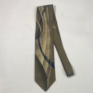 bill blass Brown Tie with Blue Wave Accent
